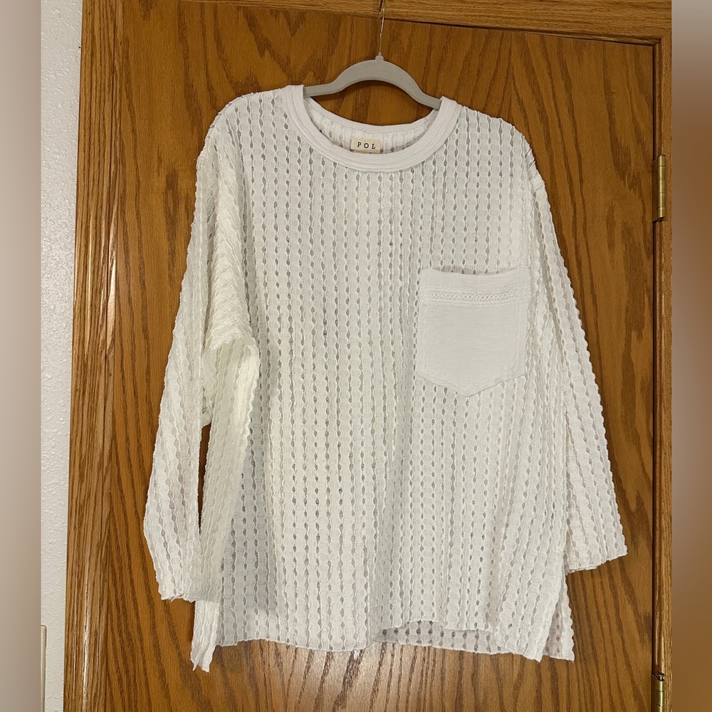 POL Ivory Her Kind Eyelets Crochet Eyelet Top - NWOT - Size L